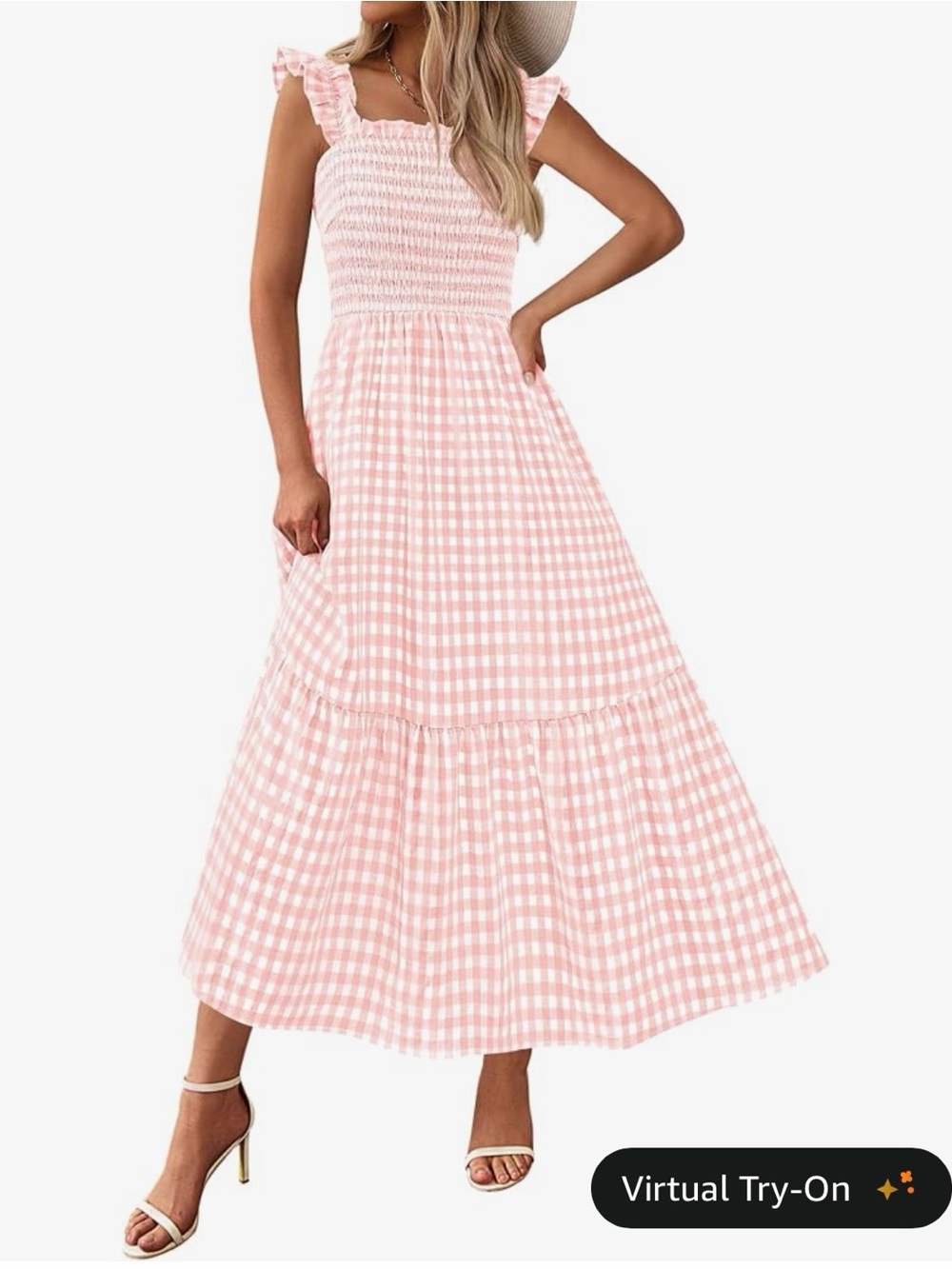 PrettyLittleThing Pink Gingham Smocked Sundress